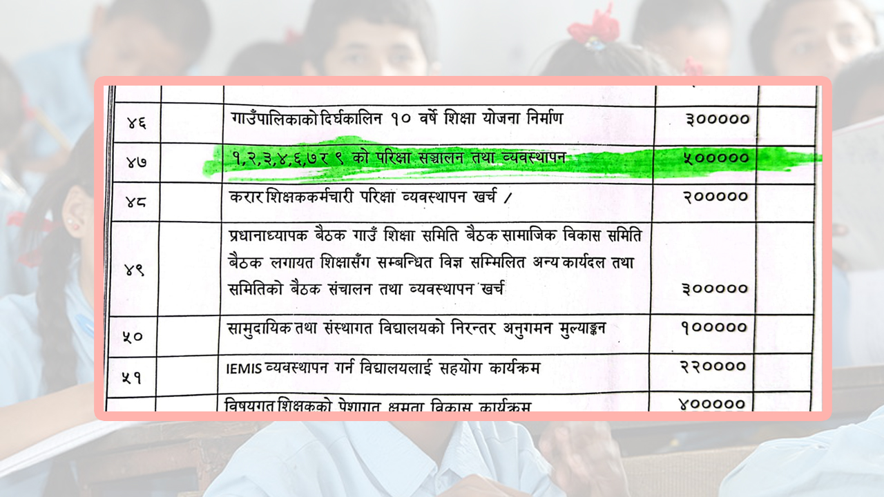 कानेपोखरी गाउँपालिकाले कक्षा १ देखि ९ सम्मको परीक्षा लिने