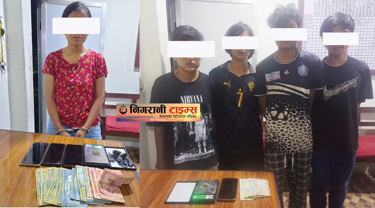 कानेपोखरीबाट ५ सय ग्राम लागू औषध ब्राउन सुगर सहित ५ जना पक्राउ